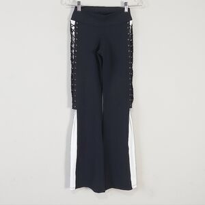 Bluefish Y2K Gothic Stretch Flare High Waist Lace-Up Crisscross Pants Medium